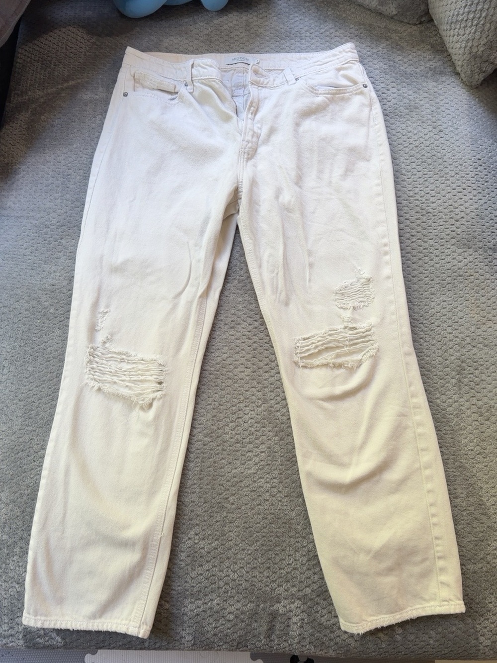 HIDDEN White Distressed Boyfriend Jeans Size 31